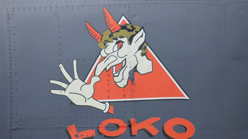 Some nose art on a B-52 aircraft