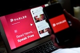The logo for Parler displayed on a smartphone