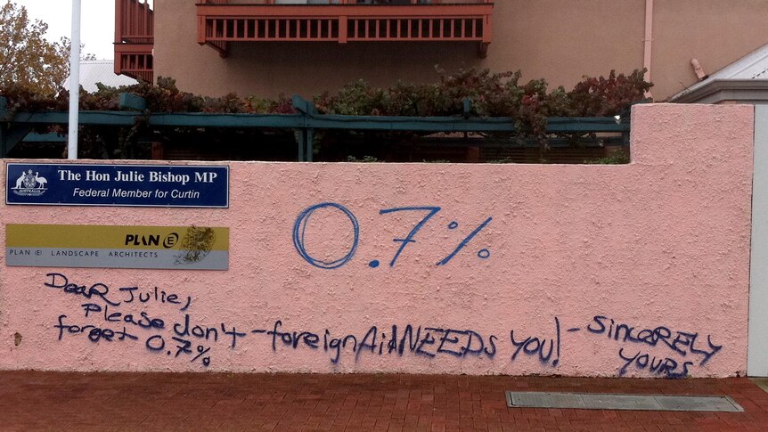 Graffiti outside Julie Bishop's electoral office in Subiaco.