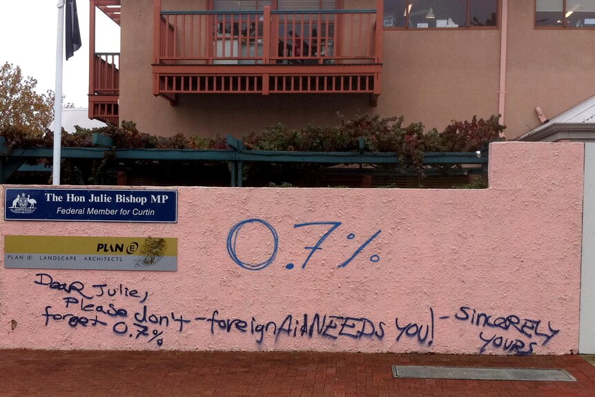 Graffiti outside Julie Bishop's electoral office in Subiaco.