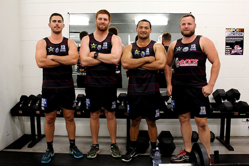 Cutters players, in the 2017 training jerseys.