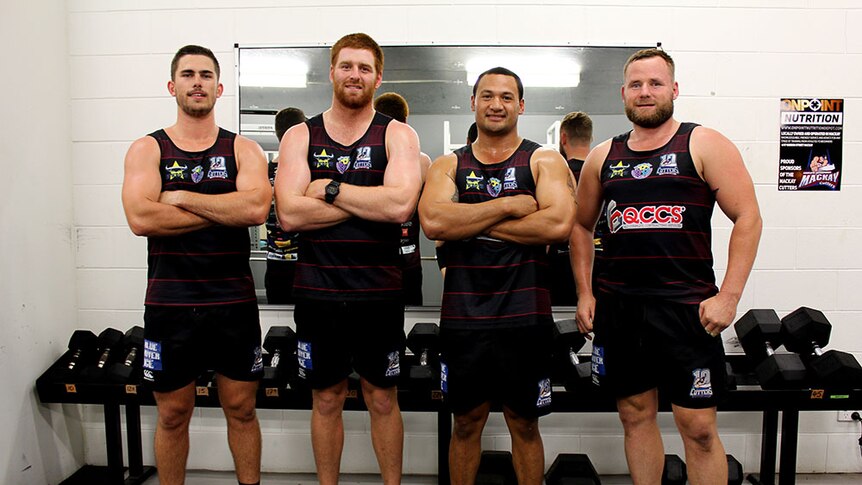 Cutters players, in the 2017 training jerseys.