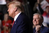 Lindsey Graham and Donald Trump at a rally