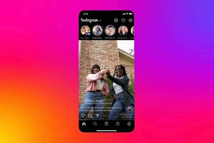 The full-screen version of the Instagram feed