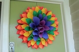 Paper wreath on the door