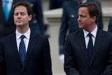 Nick Clegg and David Cameron attend VE day