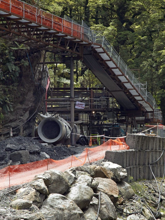The entrance to the Pike River Coal mine where 29 workers are trapped inside after an explosion