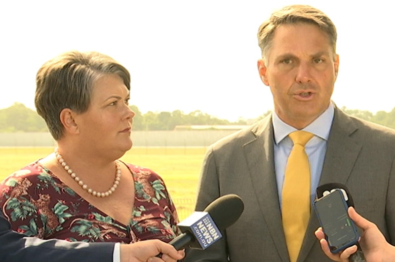 Labor's Defence Spokesman announces Labor's PFAS policy at Williamtown with Paterson MP Merryl Swanson
