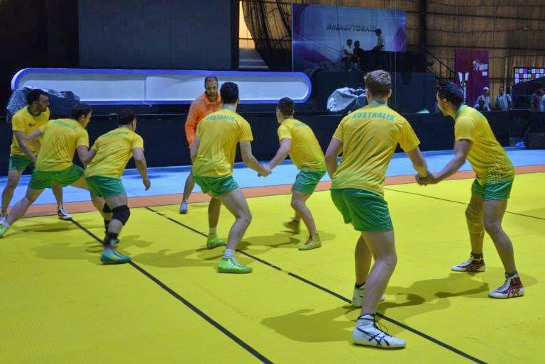Australia's kabbadi team train in India ahead of competing in the world cup.