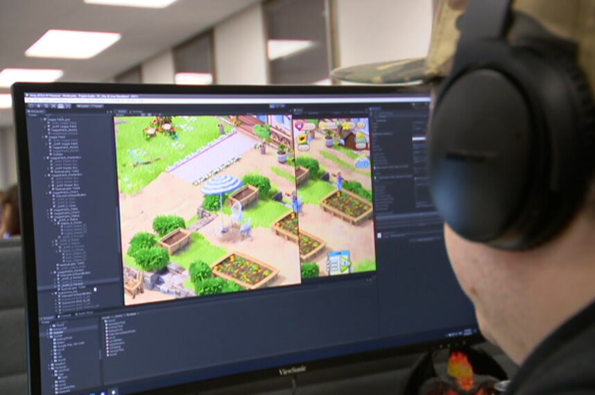 An in-development video game on a computer screen