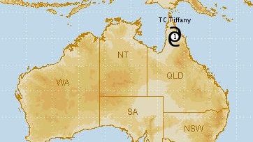 a map showing a cyclone nearing the NT