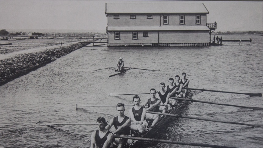 A crew out on the river when the 1905 building first opened
