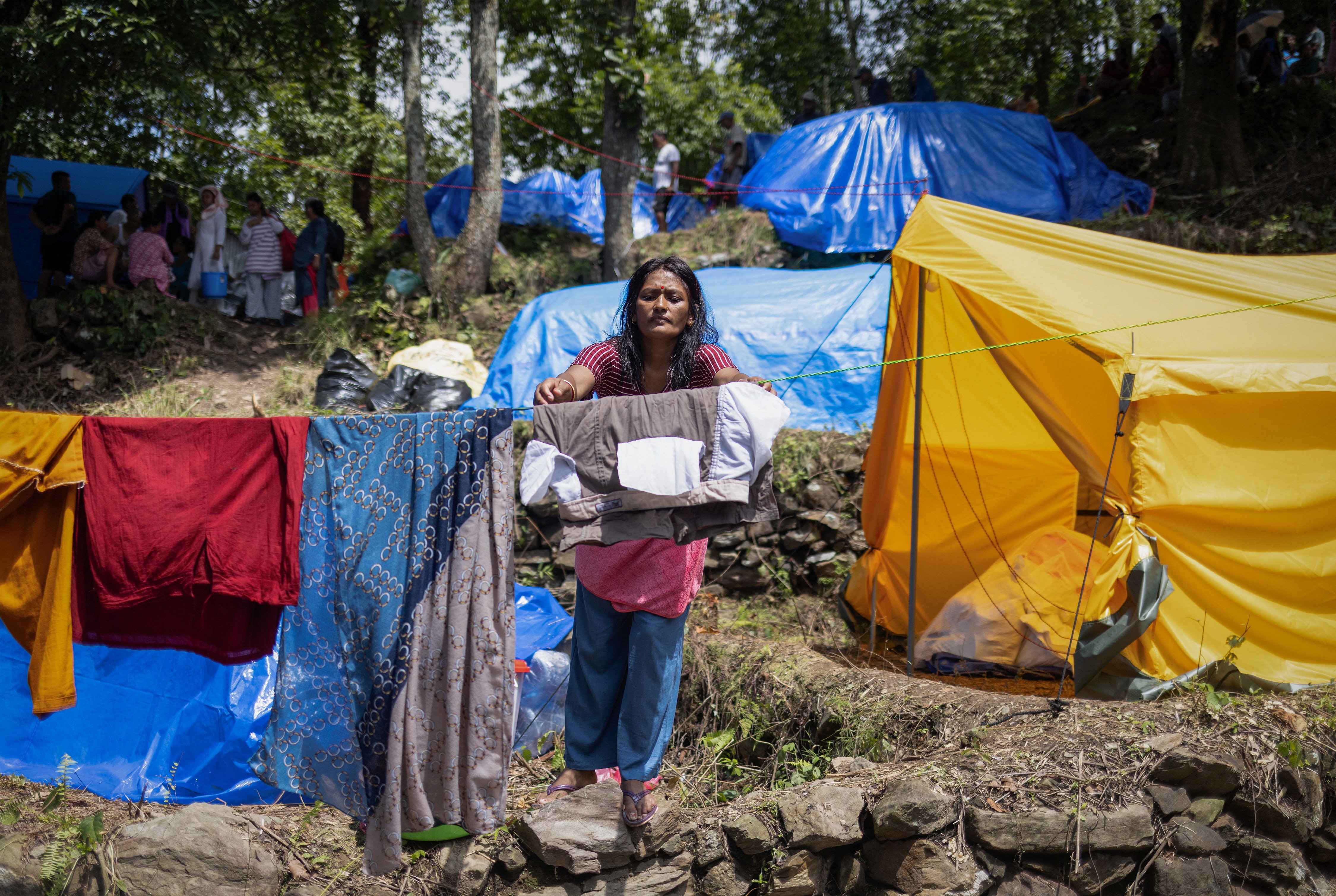 woman living in tent.