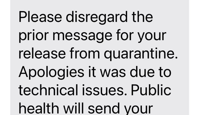 Tas Health text message.