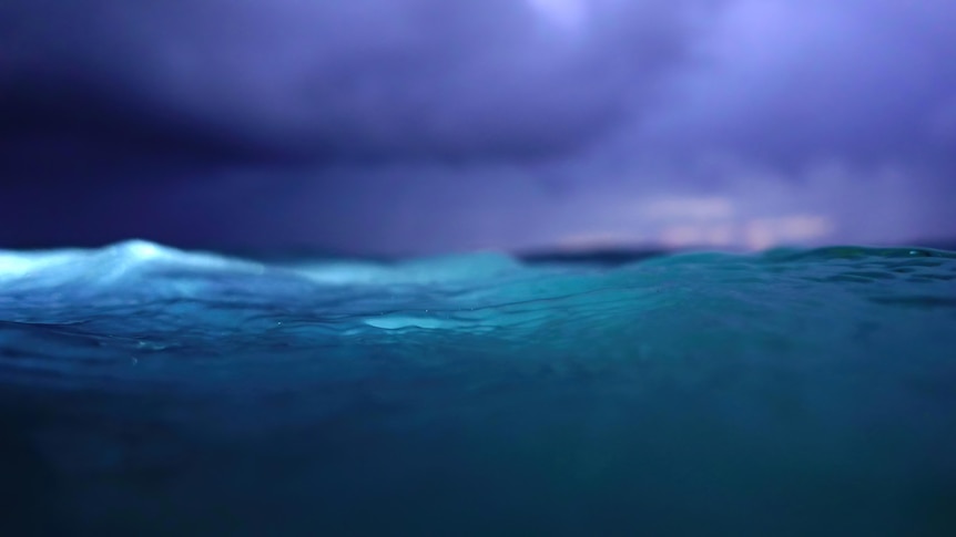 A dusky stormy shot of the ocean