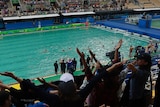 Fans cheer at Rio water polo pool