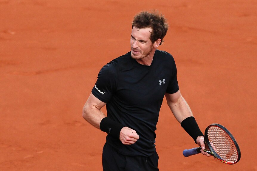 Andy Murray celebrates at the French Open