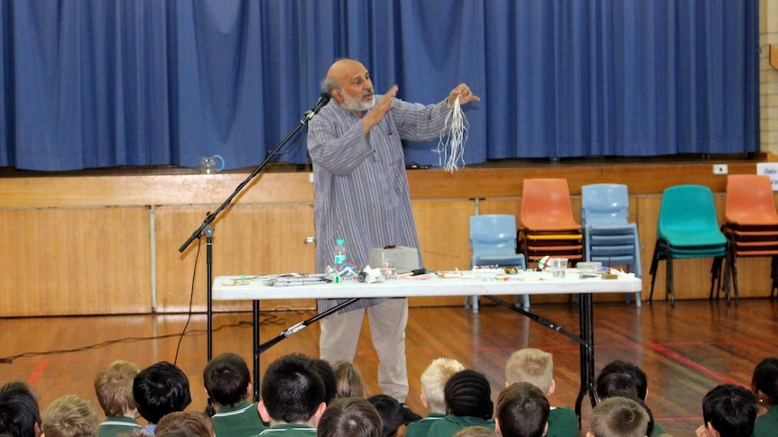 Indian toymaker and science educator Arvind Gupta at Charnwood-Dunlop School in Canberra, ACT.