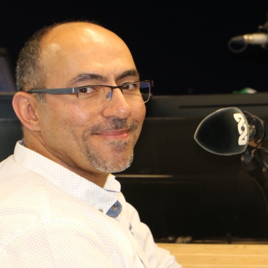 Canberra-based Arabic language teacher and author Mohanned Qassar at ABC Canberra studios 31 March 2021.