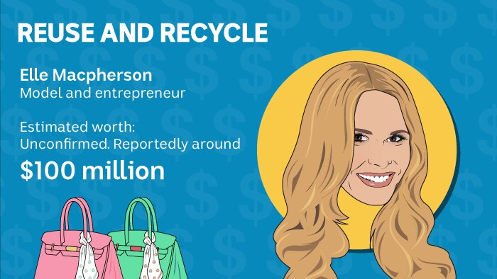 Elle Macpherson reuses and recycles things, especially handbags.