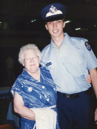 Photo of Peter Dutton as a police officer with his grandmother