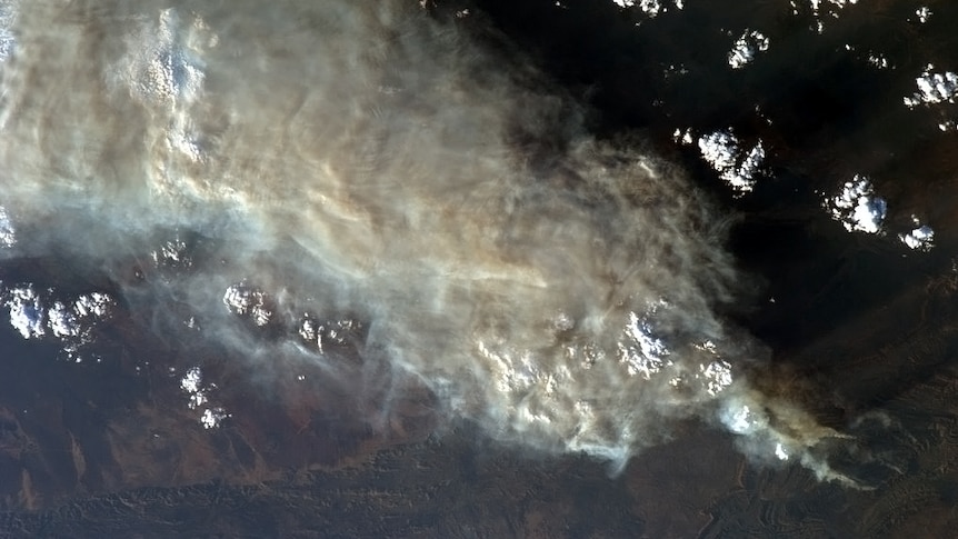 Smoke from a bushfire in New South Wales covers a swathe of land