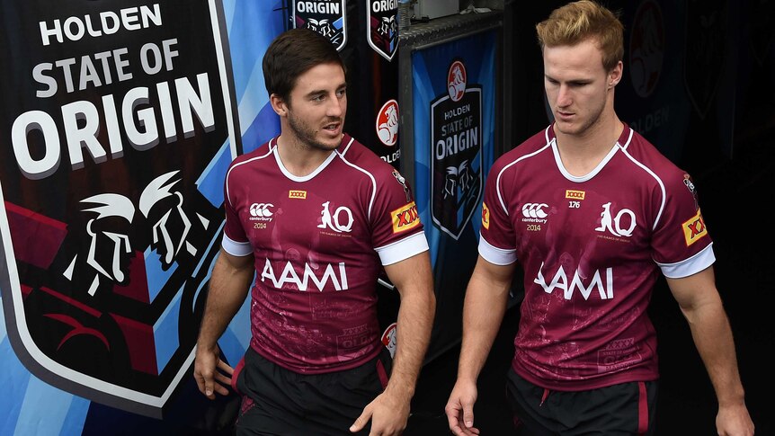 Hunt and Cherry-Evans at Maroons training