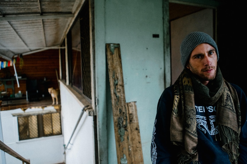 Eli Roth at his home which was destroyed by the February flood.