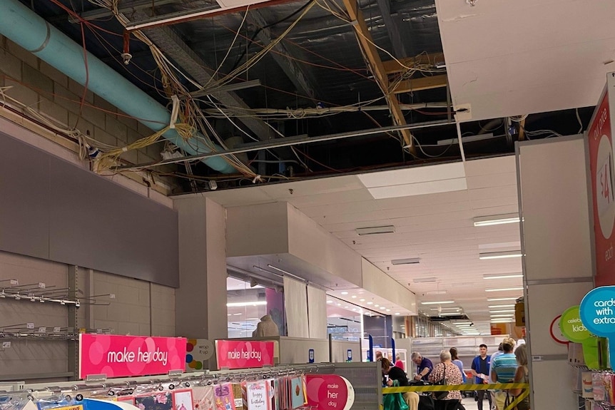 Removed sections of ceiling in store