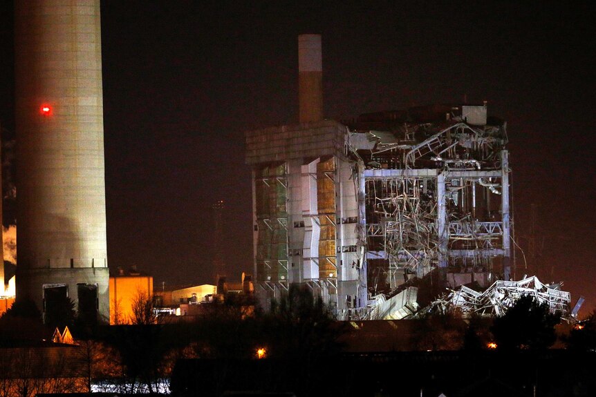 Part of a collapsed power station in central England.