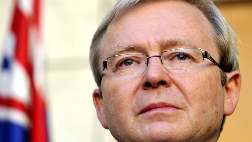 A tearful Kevin Rudd speaks to reporters after losing the ALP leadership to Julia Gillard on June 24, 2010.