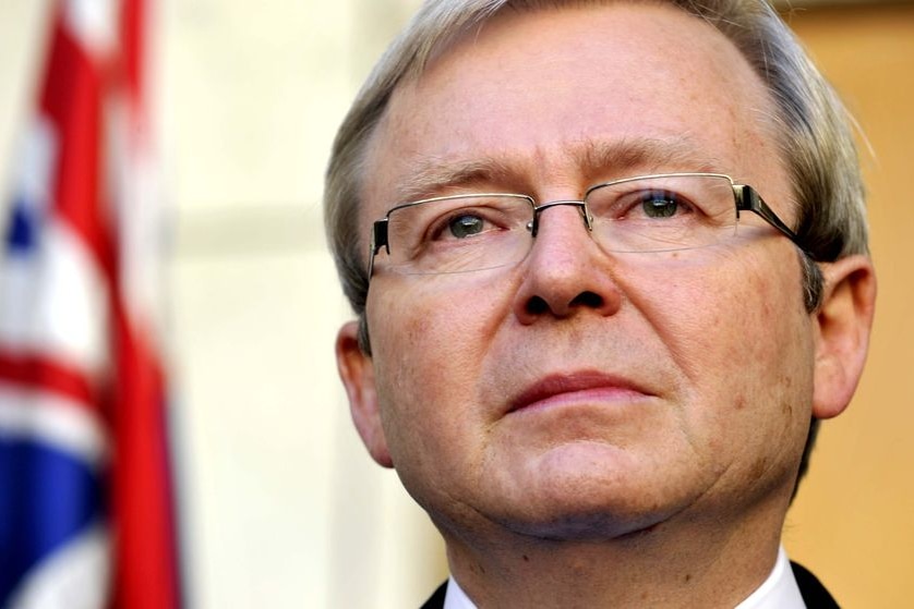 A tearful Kevin Rudd speaks to reporters after losing the ALP leadership to Julia Gillard on June 24, 2010.