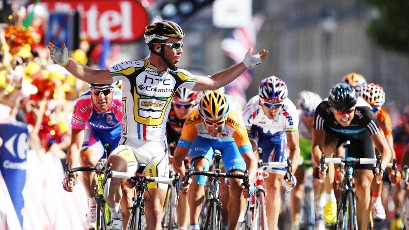 All to easy: Mark Cavendish leaves his fellow sprinters for dead.