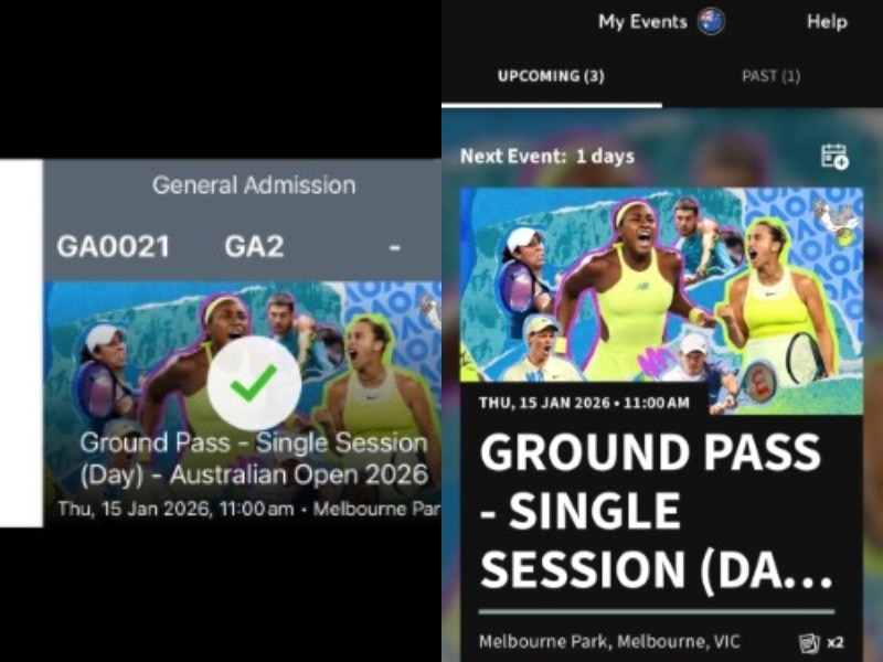 Entradas para un evento de tenis.