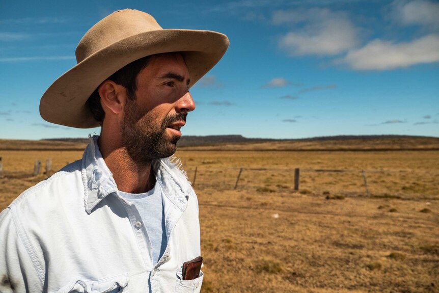 Farmer James Downie looks over his grazing property on the Central Plateau.