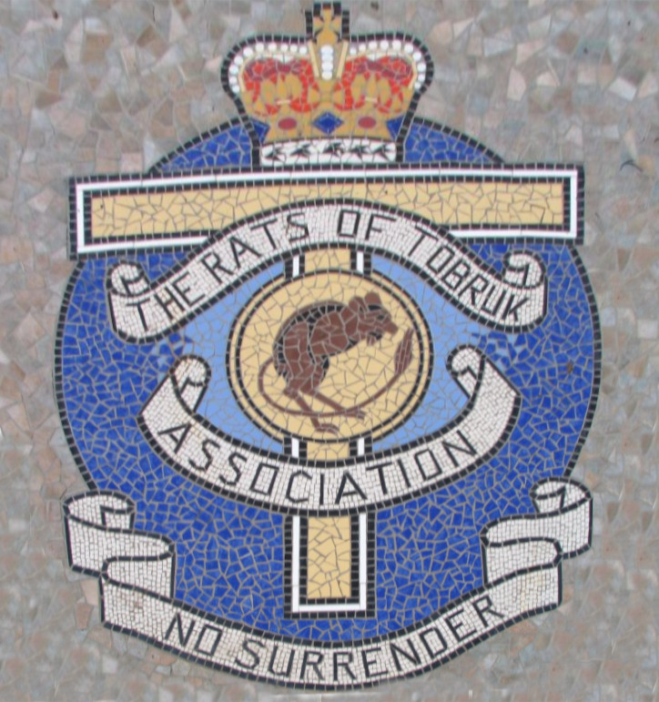 A mosaic showing the rat logo of the Rats of Tobruk Association, with the motto "No surrender"
