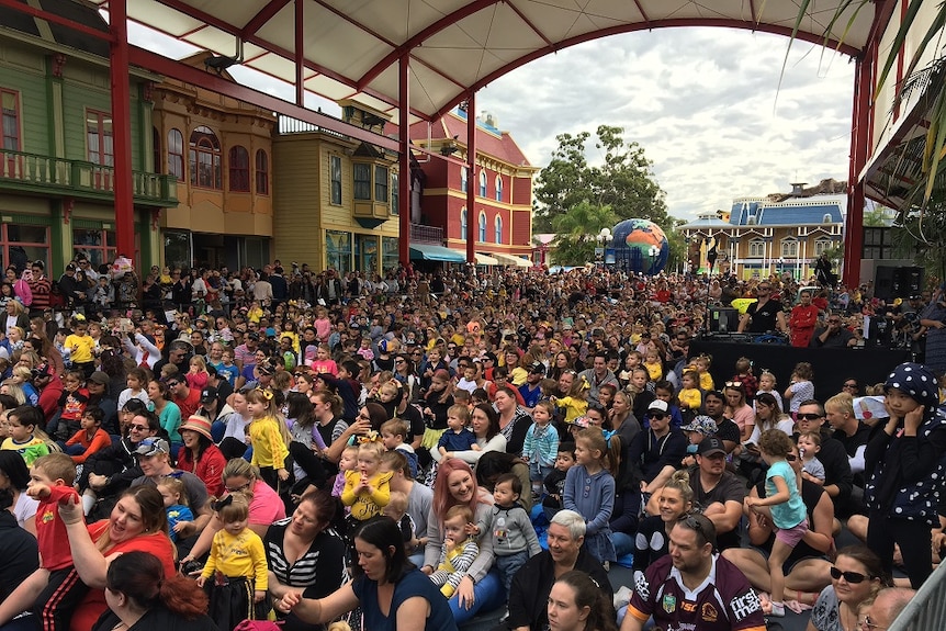 A large crowd had turned out for the Wiggles concert on Monday.