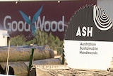 Sign for the Australian Sustainable Hardwoods mill at Heyfield, Victoria.