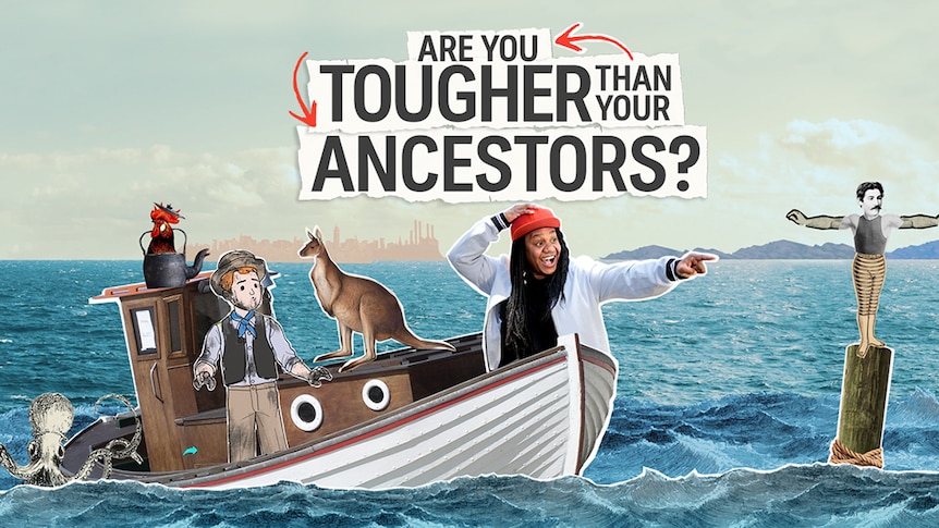 Stylised graphic of Girl in a boat with title Are You Tougher Than Your Ancestors