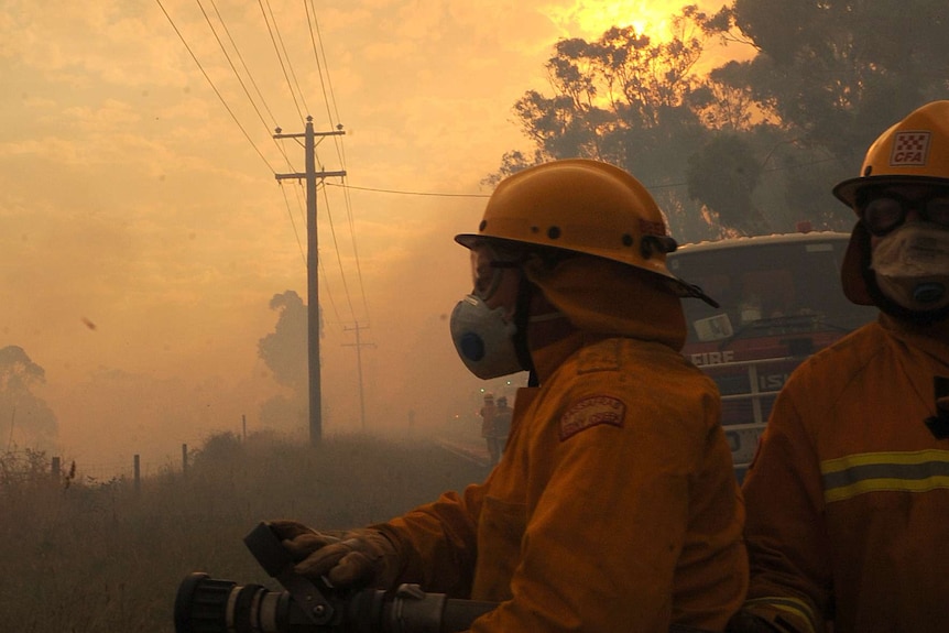 Country Fire Authority fire fighters on Black Saturday 2009.