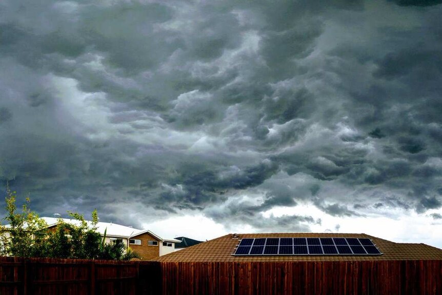 Dark clouds seen from Brisbane backyard