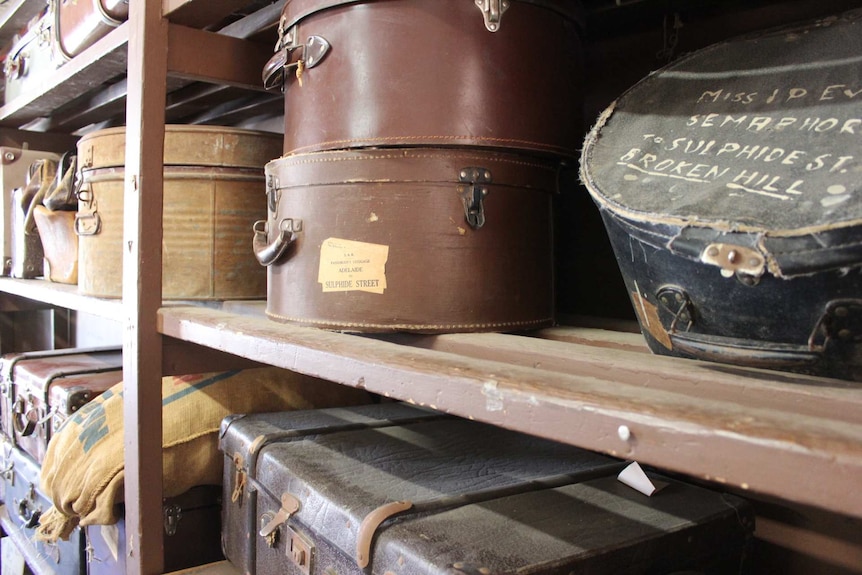 A shelf of cases at the Broken Hill railway museum.