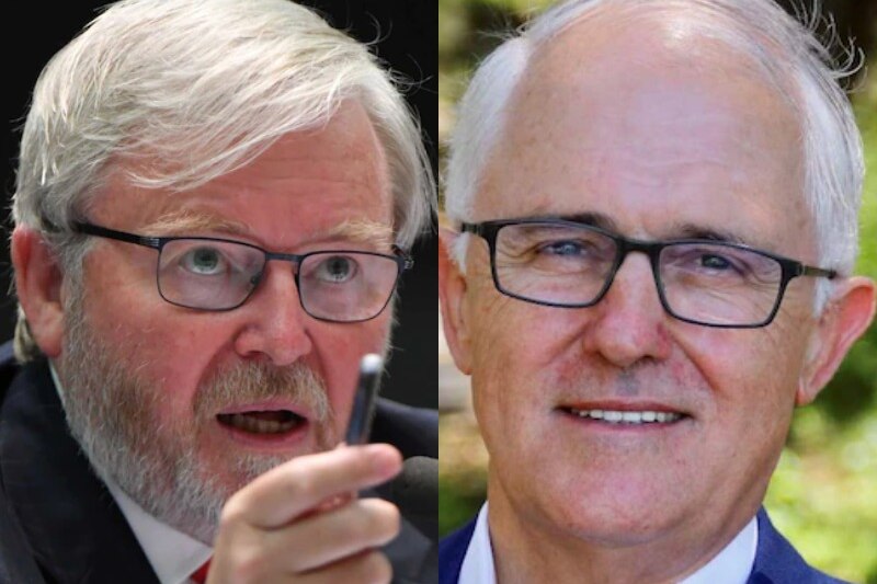 a composite image of Kevin Rudd and Malcolm Turnbull
