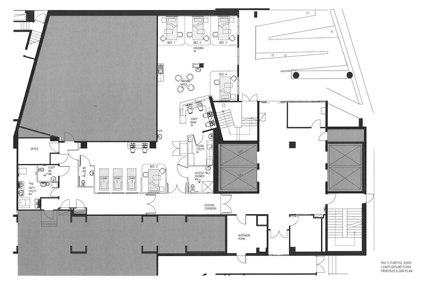 Floorplan for medical ward.