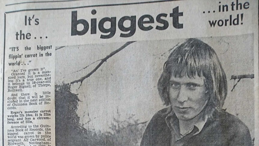 Mercury article from 1973 about Roger Bignell's giant carrot
