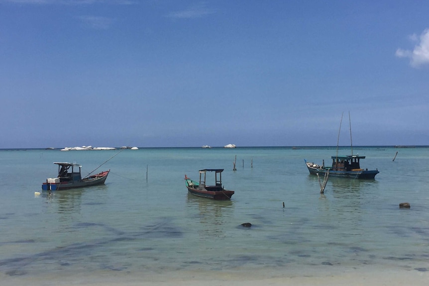 Small fishing boats off the Natuna Islands