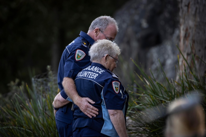 Ambulance Tasmania representatives at the Port Arthur memorial.