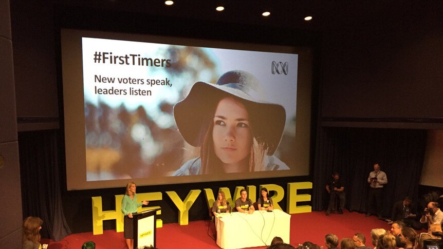 People gathered at a Parliament House theatre for a Heywire event