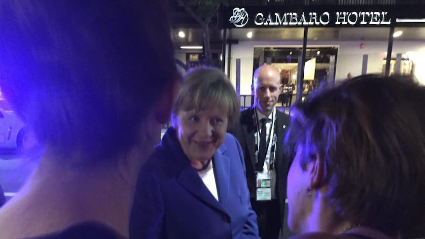 German Chancellor Angela Merkel visits Brisbane bar