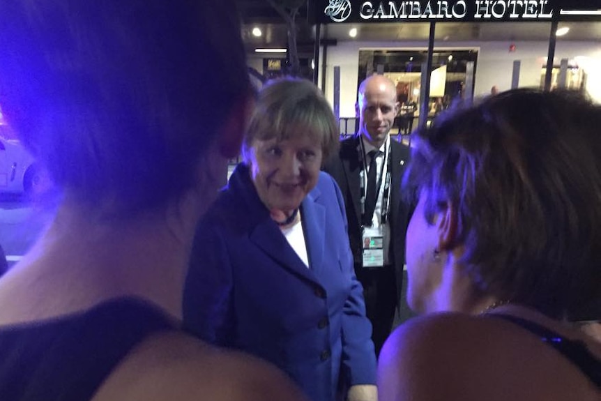 German Chancellor Angela Merkel visits Brisbane bar